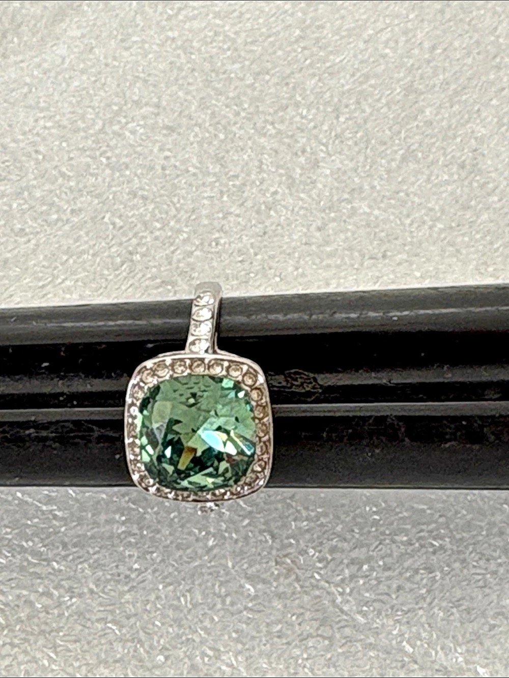 Green Gemstone Pavé Ring sterling
